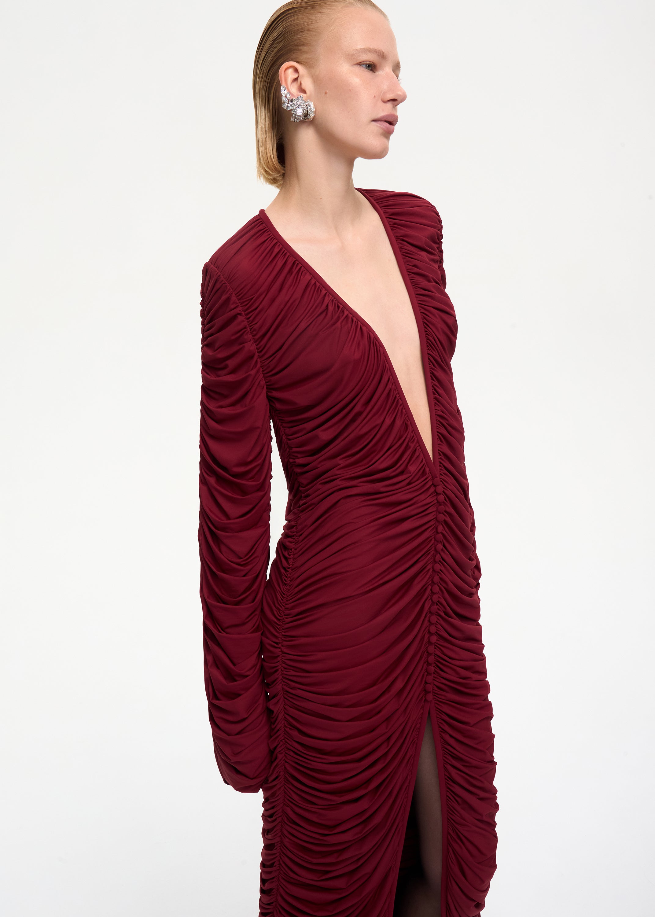 Curtain Maxi Dress Bordo