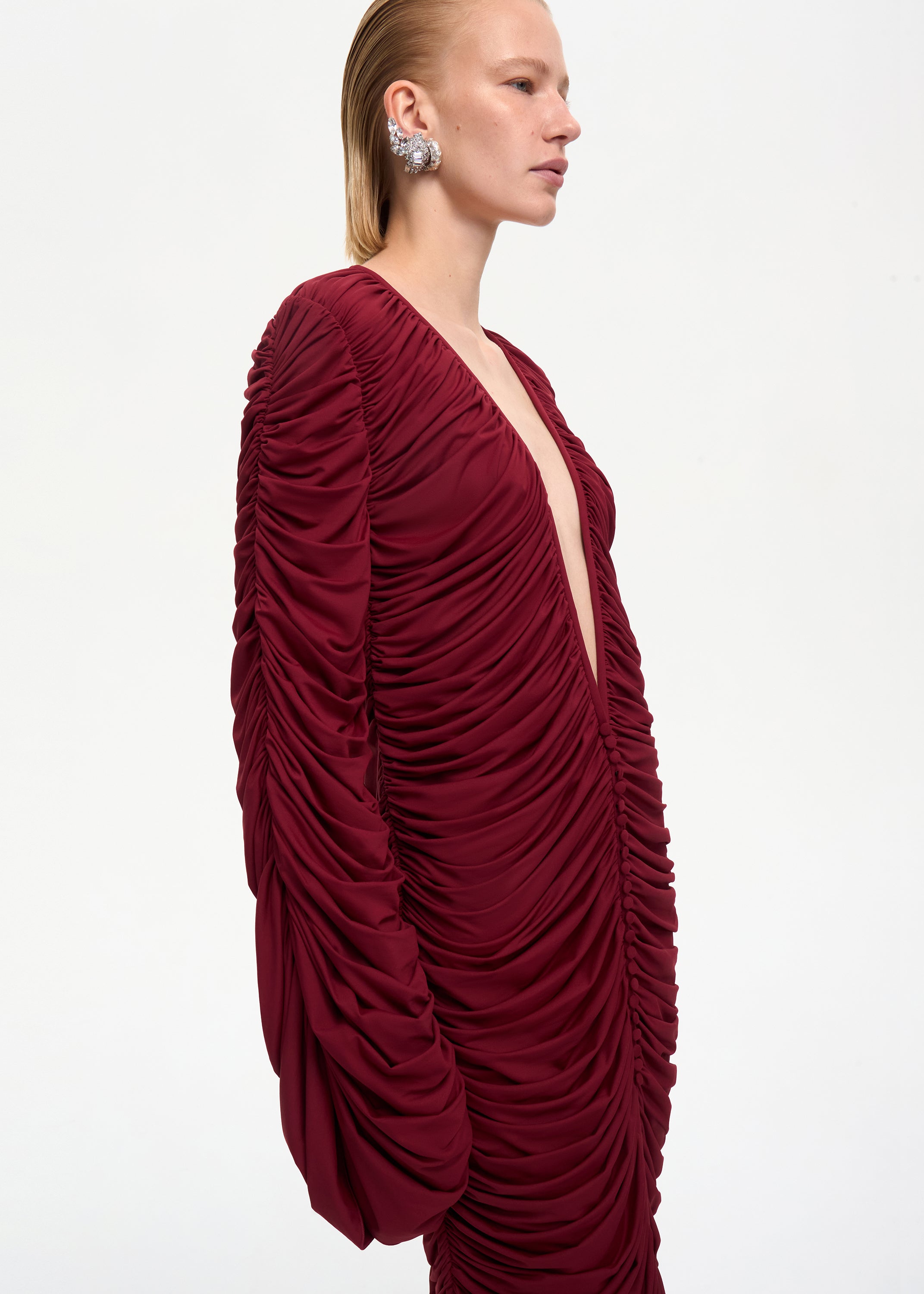 Curtain Maxi Dress Bordo