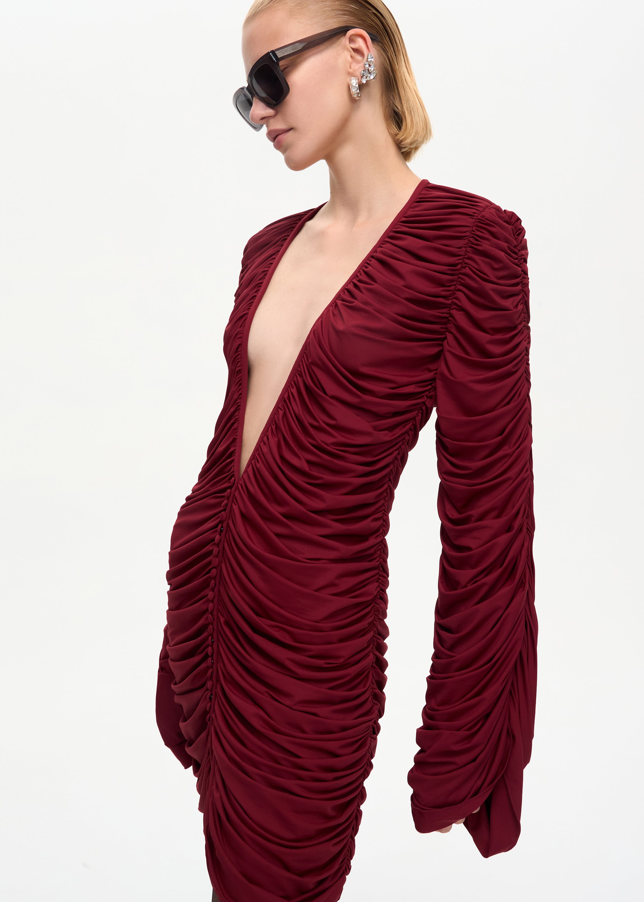 Curtain Mini Dress Bordo