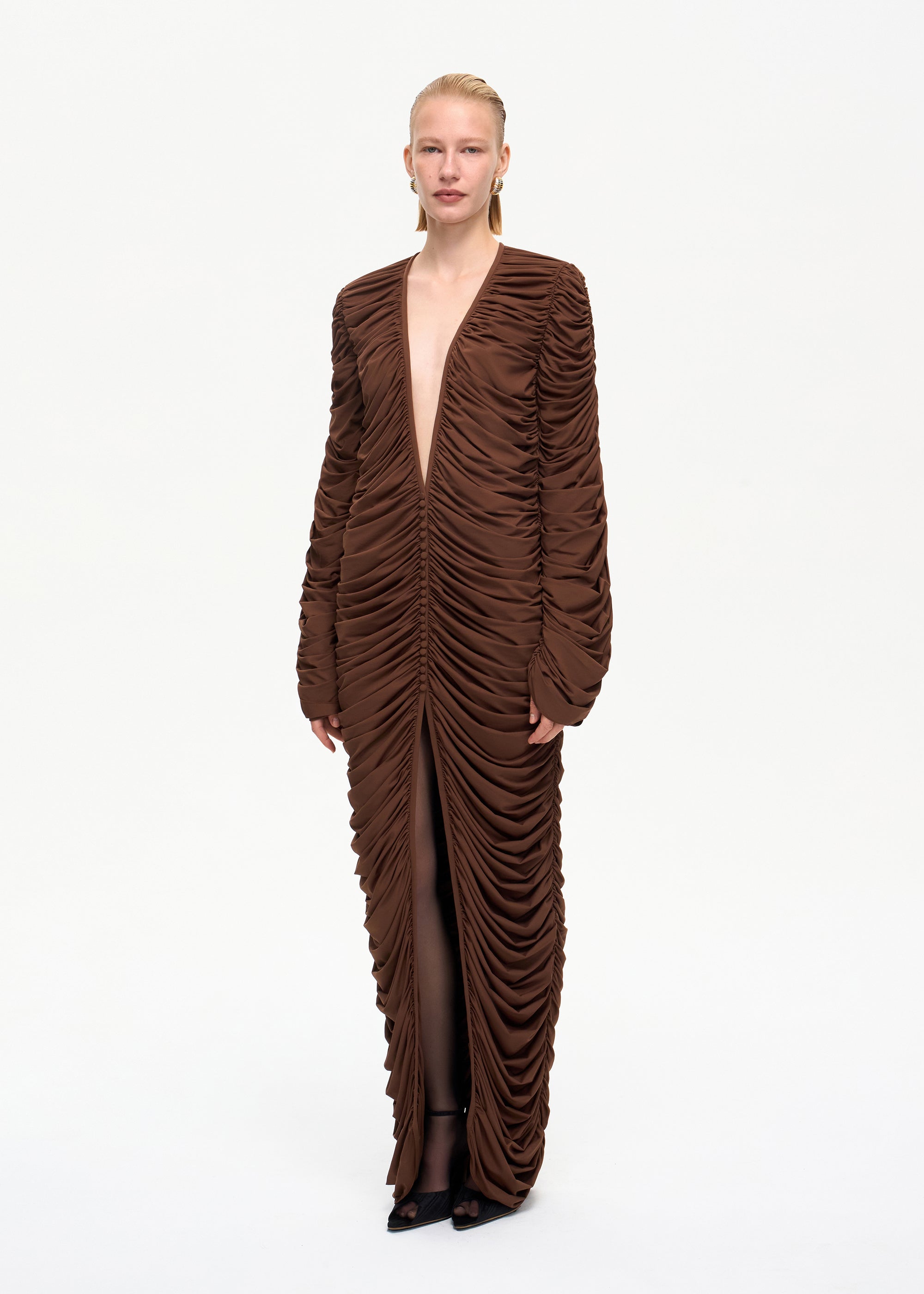 Curtain Maxi Dress Brown