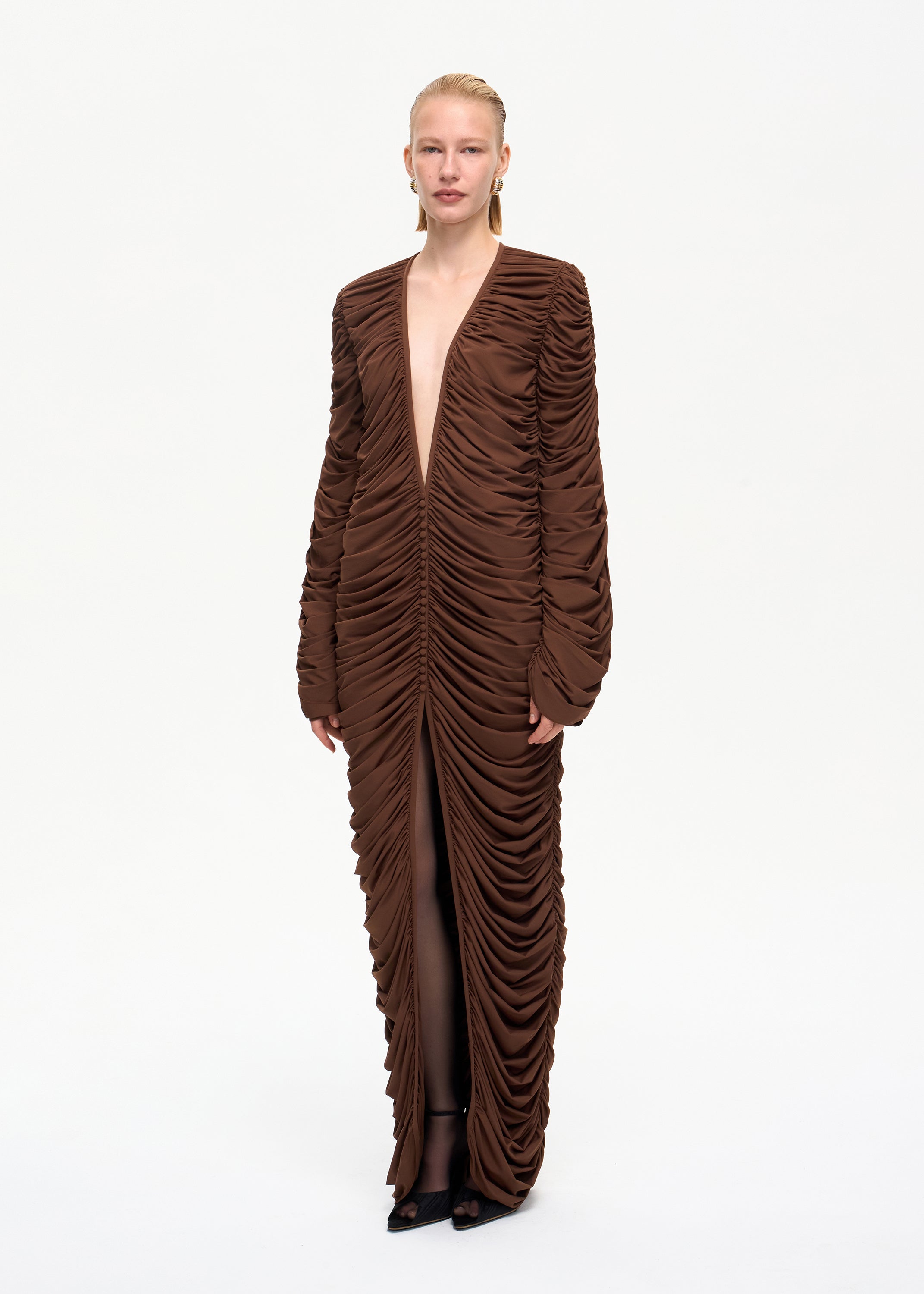 Curtain Maxi Dress Brown