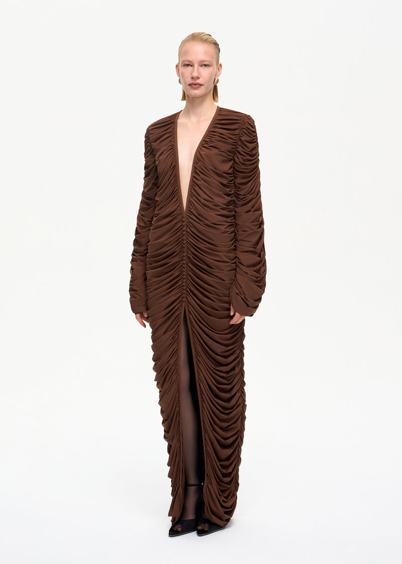 Curtain Maxi Dress Brown
