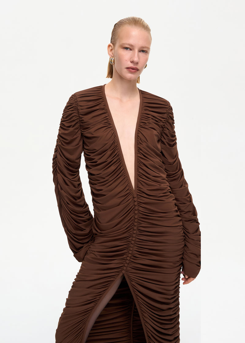 Curtain Maxi Dress Brown