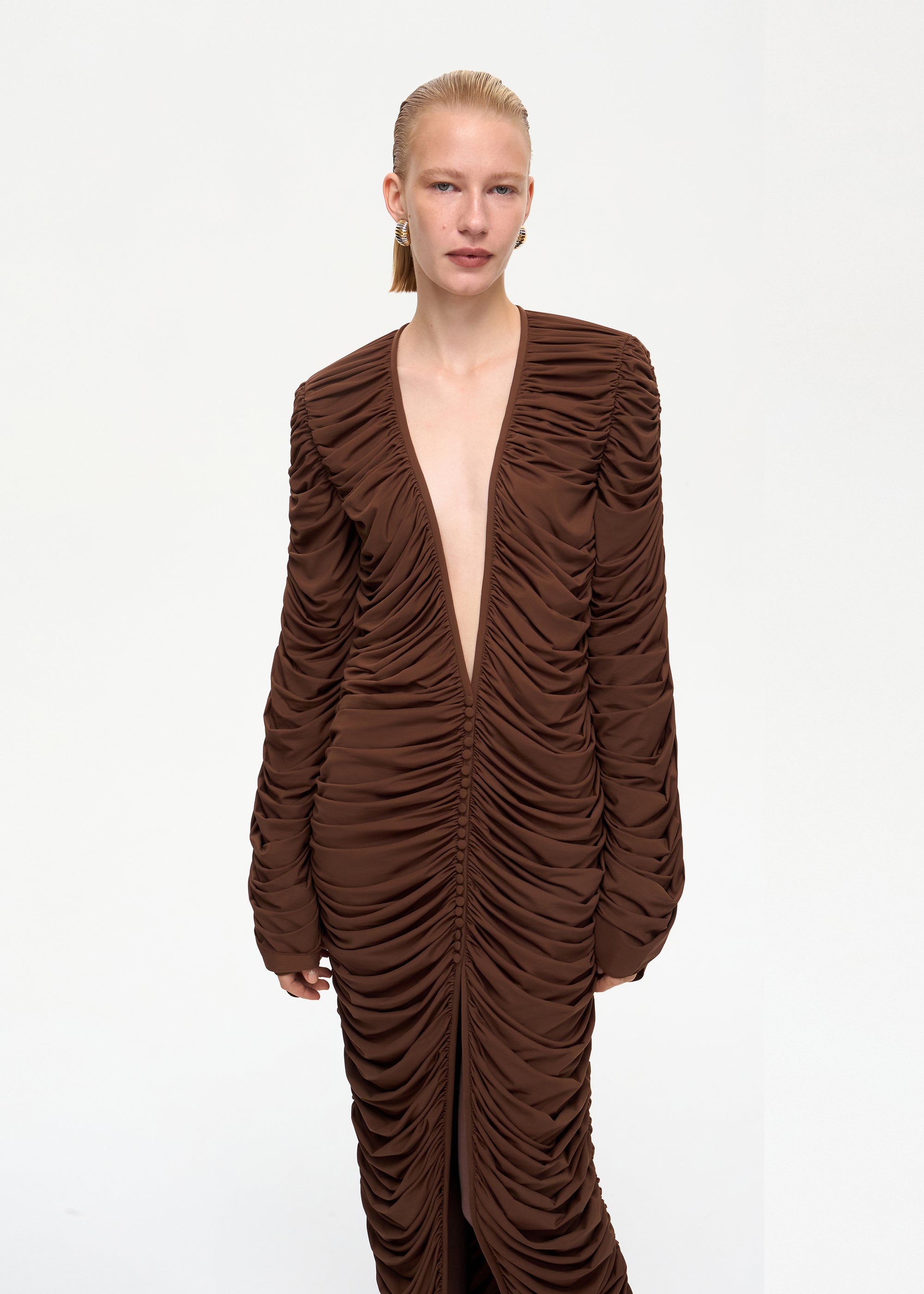 Curtain Maxi Dress Brown