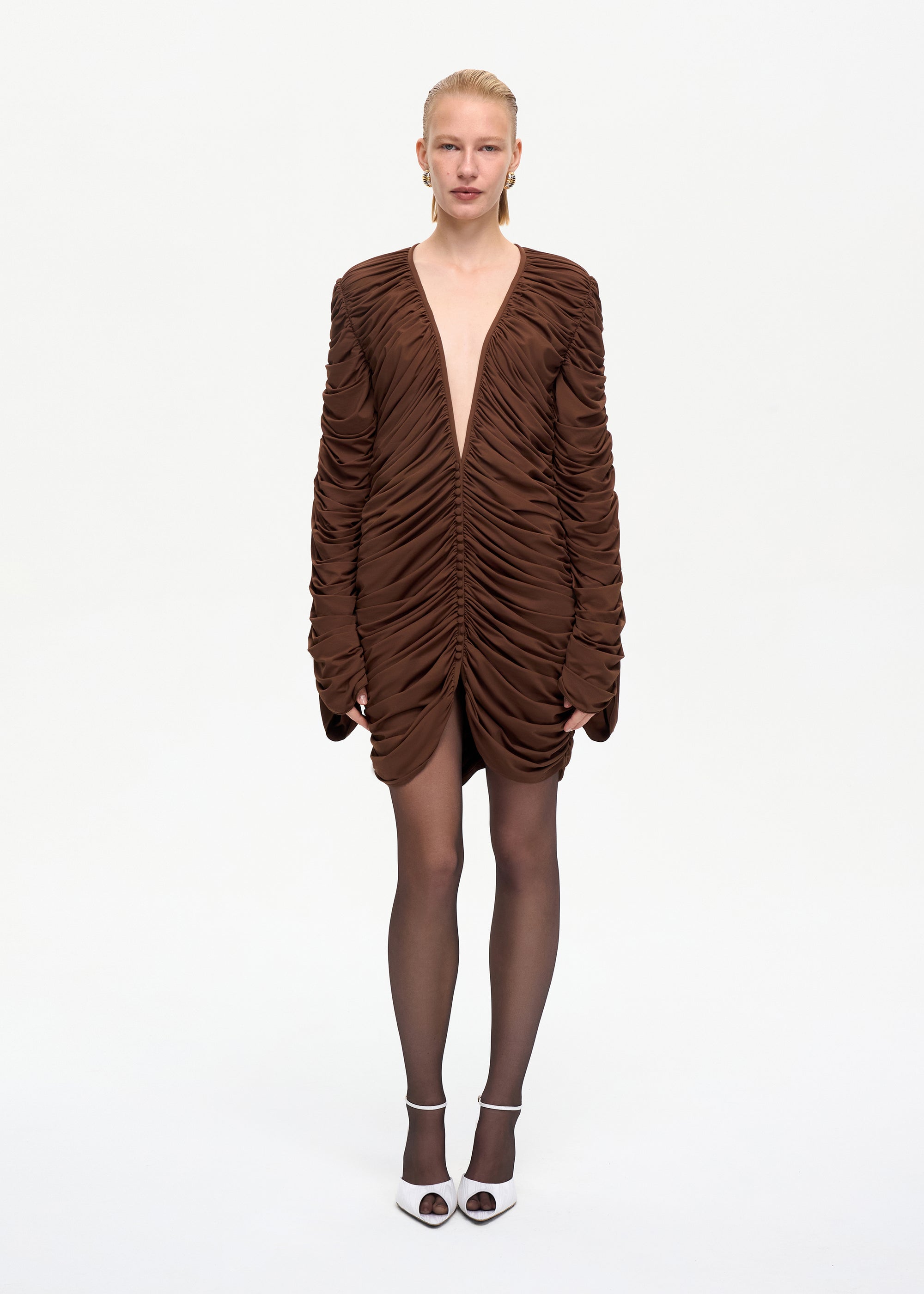 Curtain Mini Dress Brown