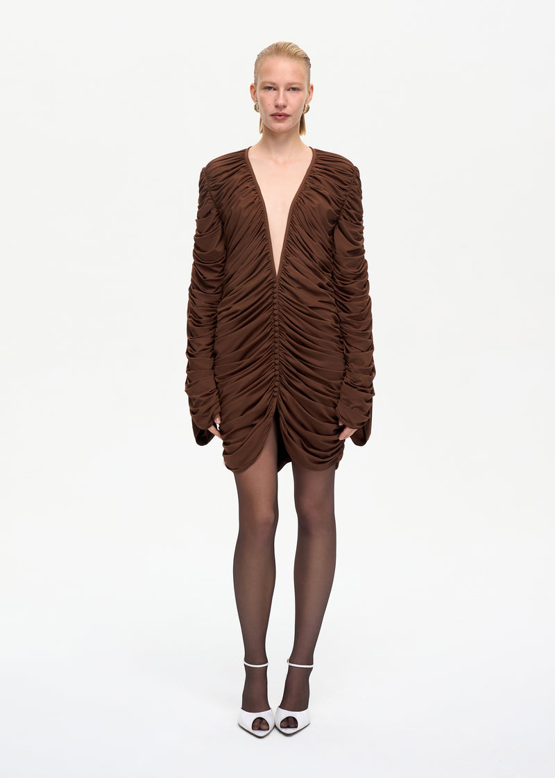 Curtain Mini Dress Brown