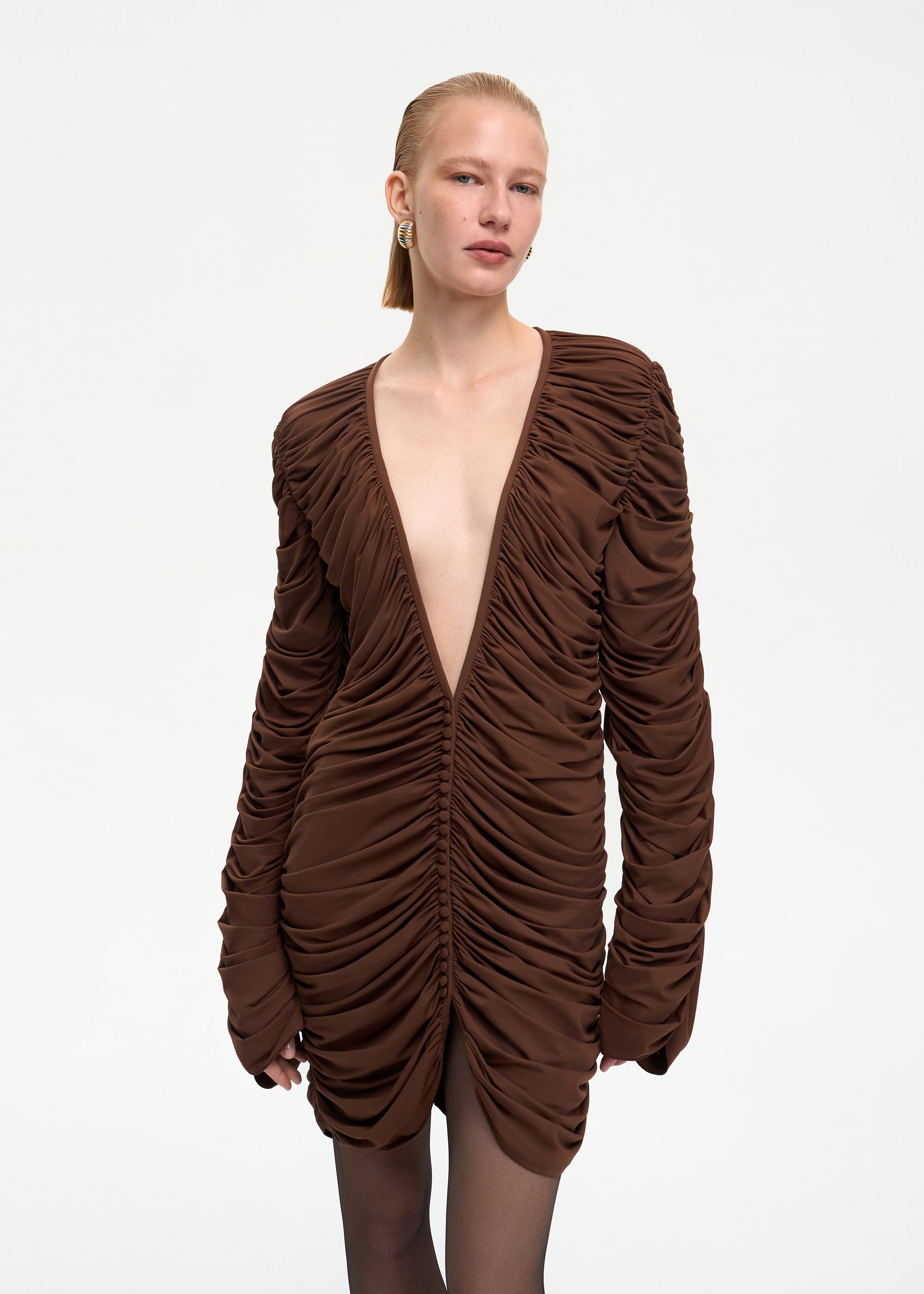 Curtain Mini Dress Brown