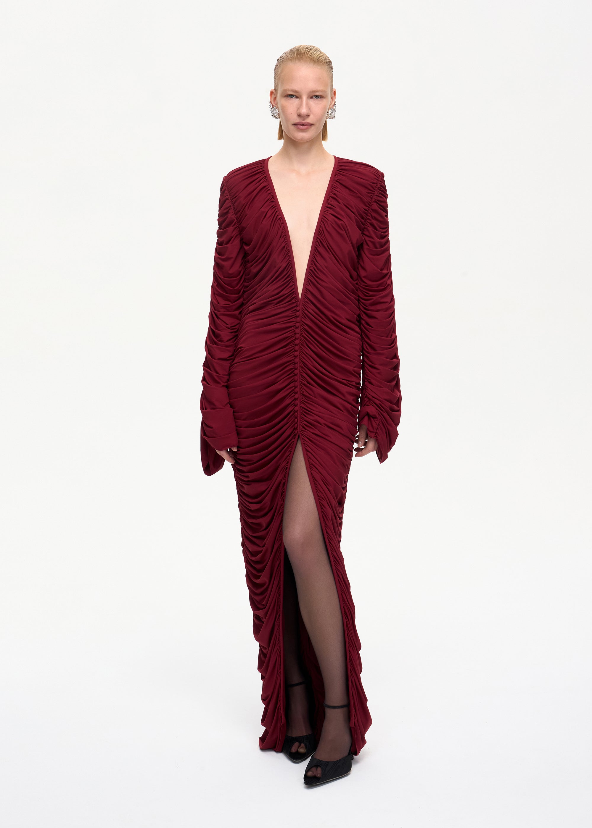 Curtain Maxi Dress Bordo
