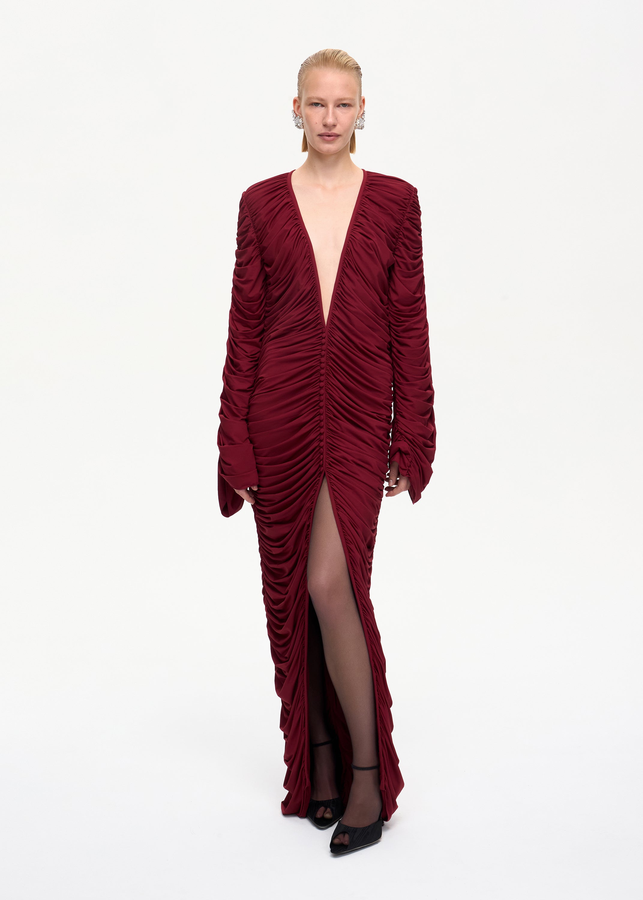 Curtain Maxi Dress Bordo