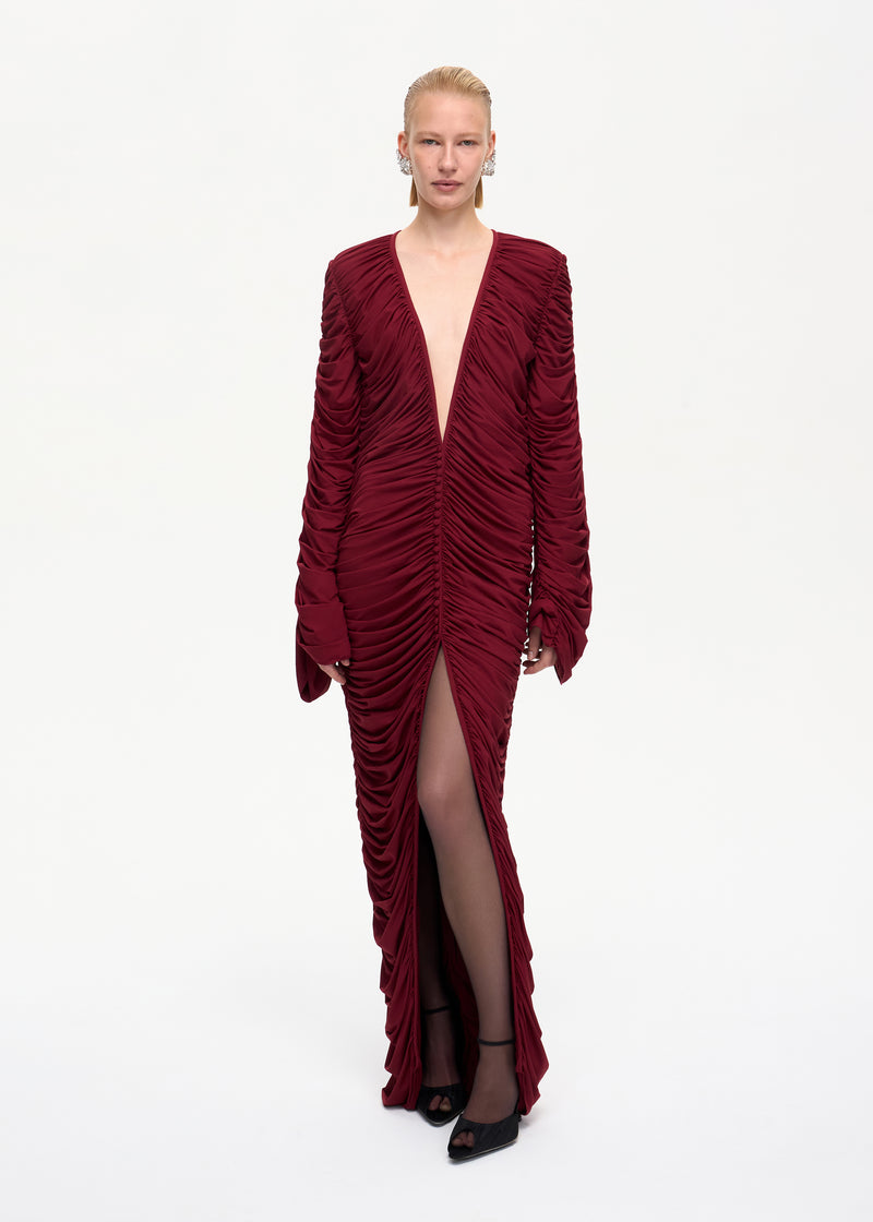 Curtain Maxi Dress Bordo