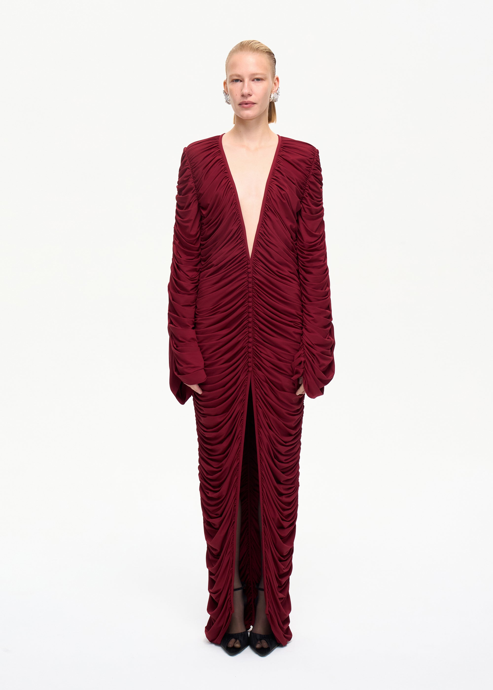 Curtain Maxi Dress Bordo