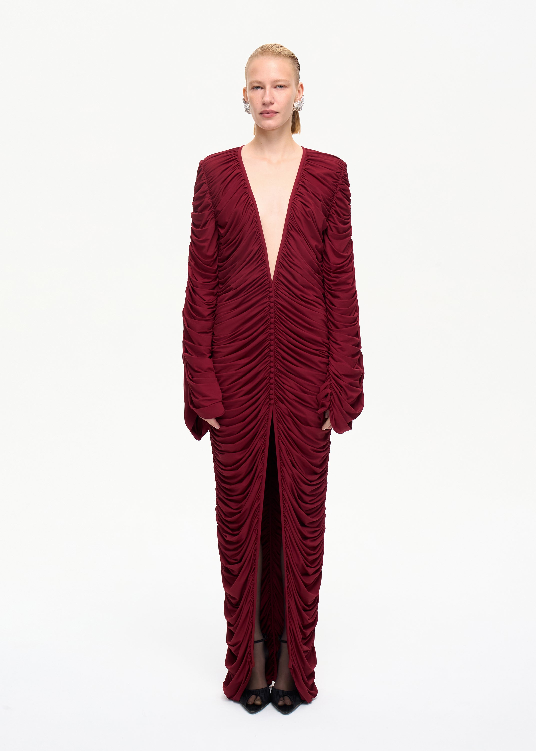 Curtain Maxi Dress Bordo