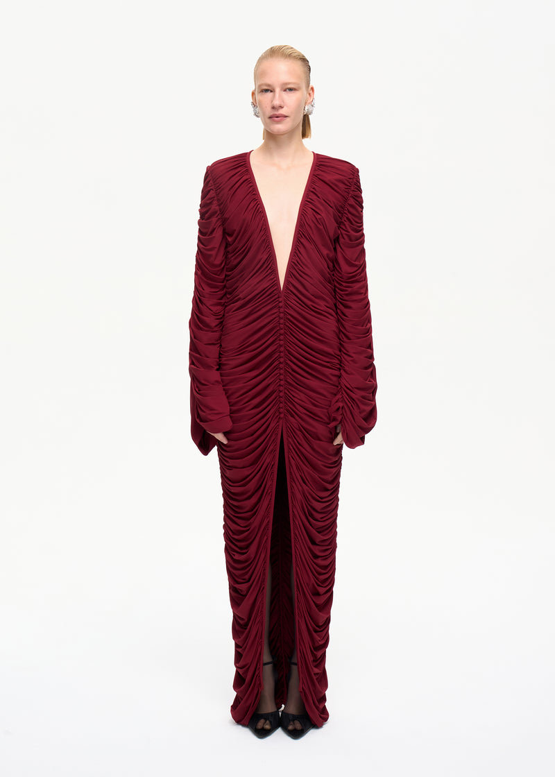 Curtain Maxi Dress Bordo