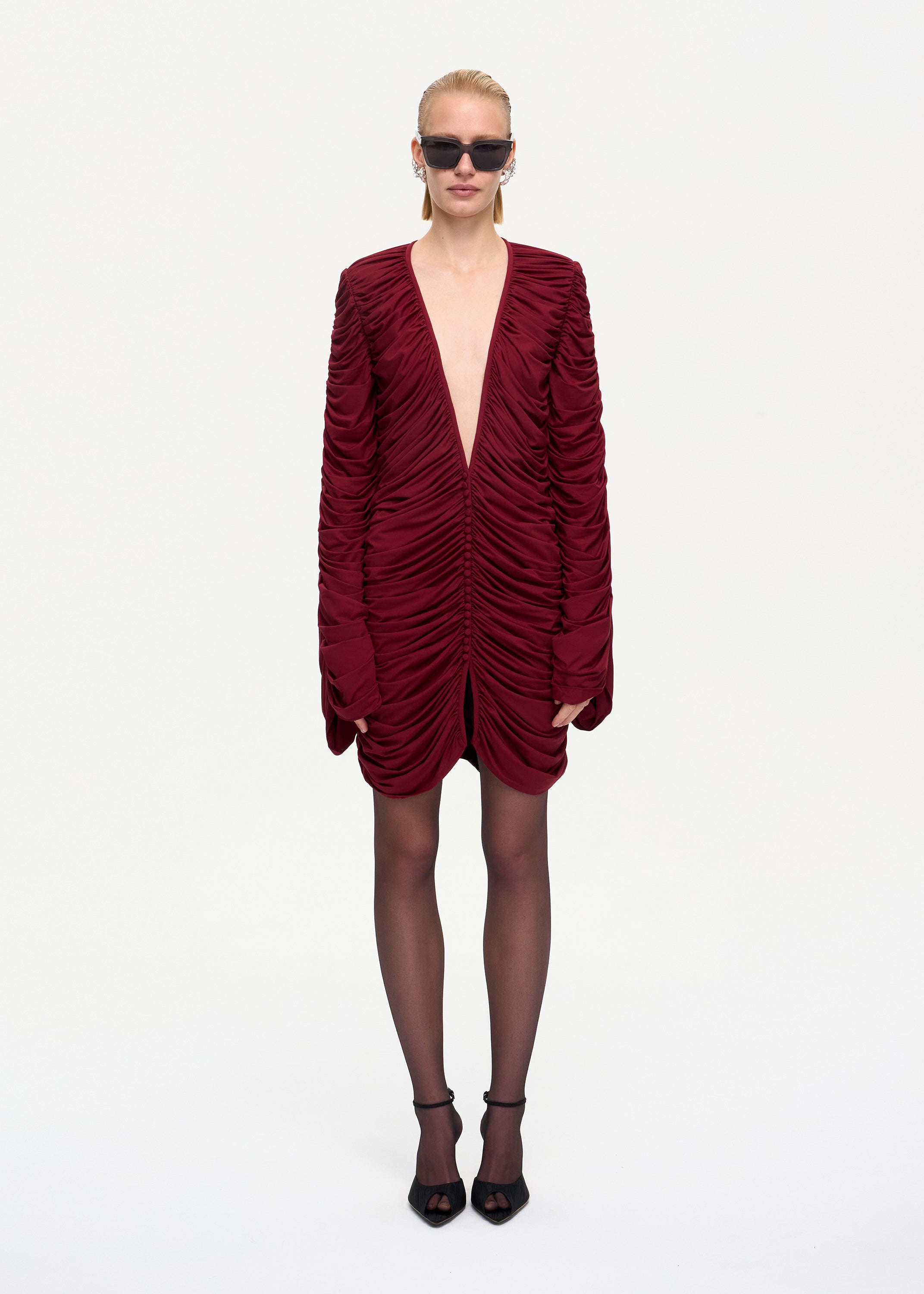 Curtain Mini Dress Bordo