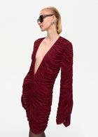 Curtain Mini Dress Bordo