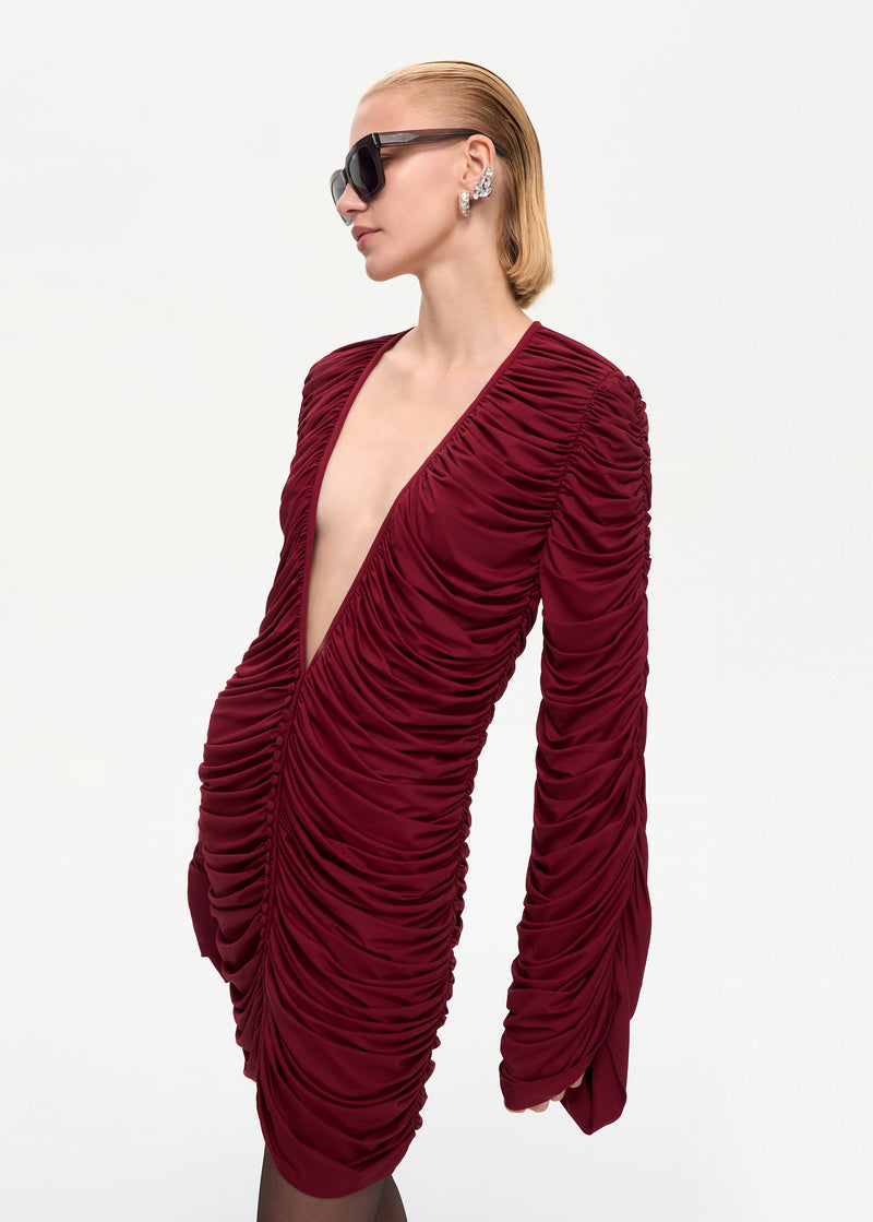 Curtain Mini Dress Bordo