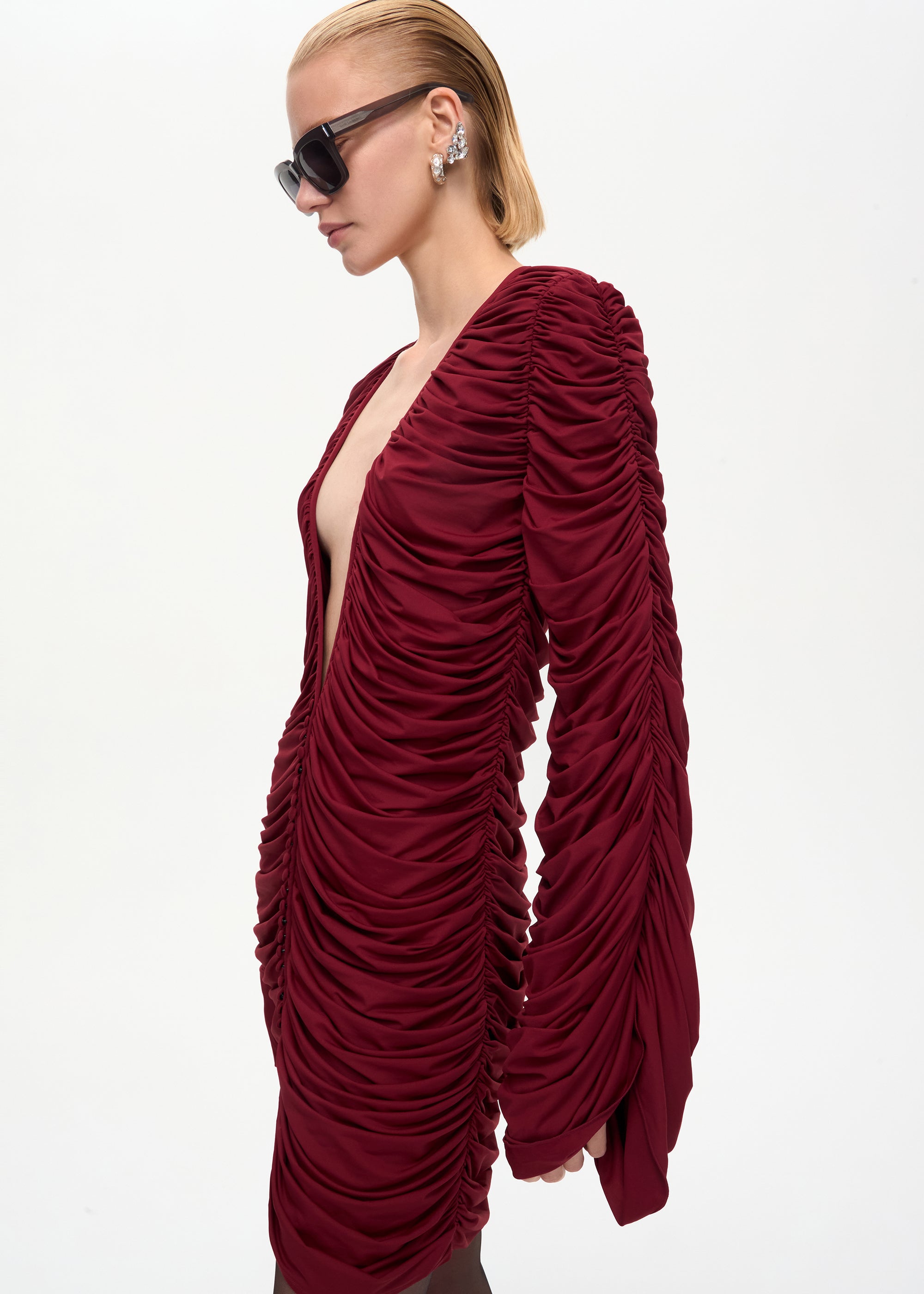 Curtain Mini Dress Bordo