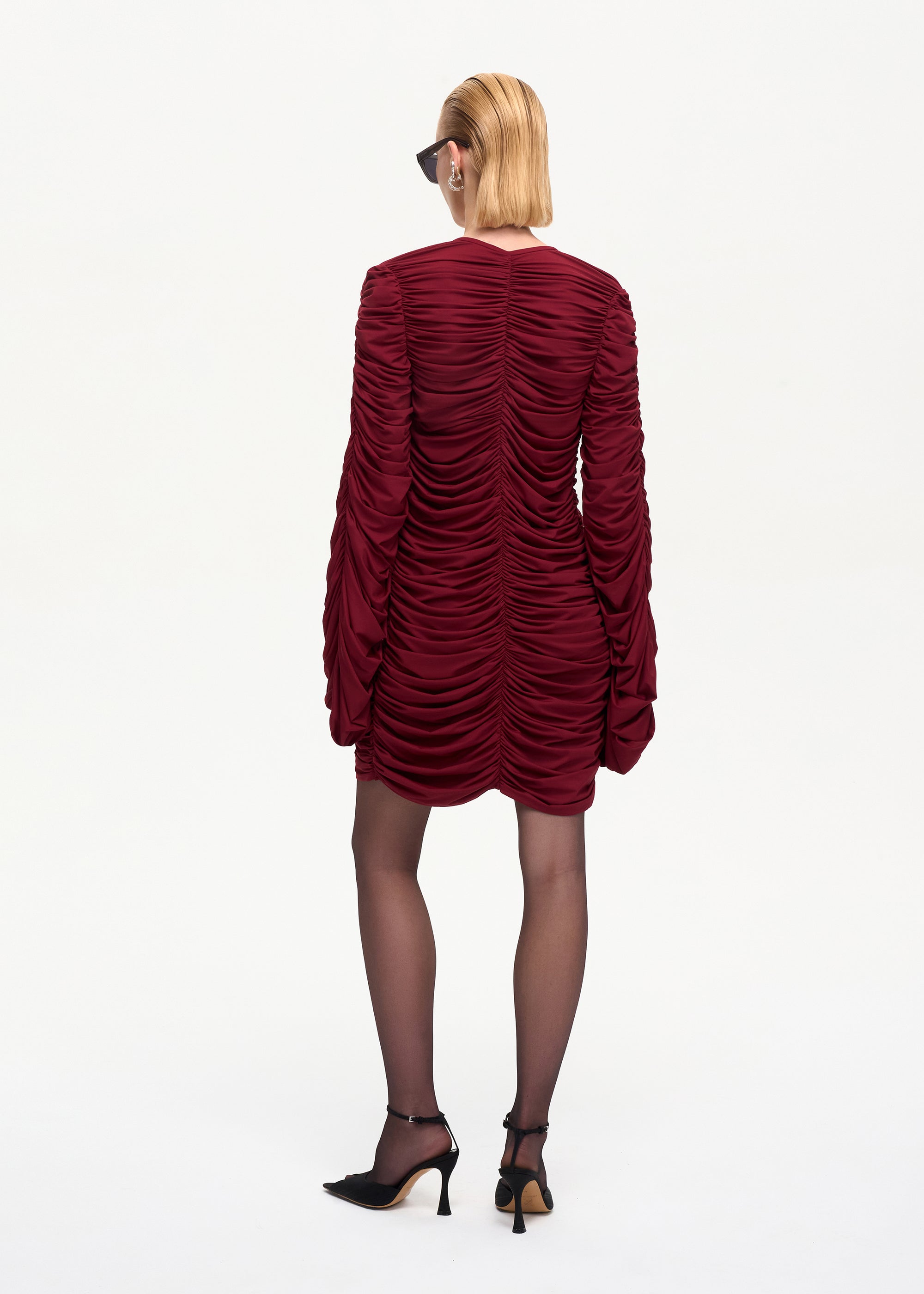 Curtain Mini Dress Bordo