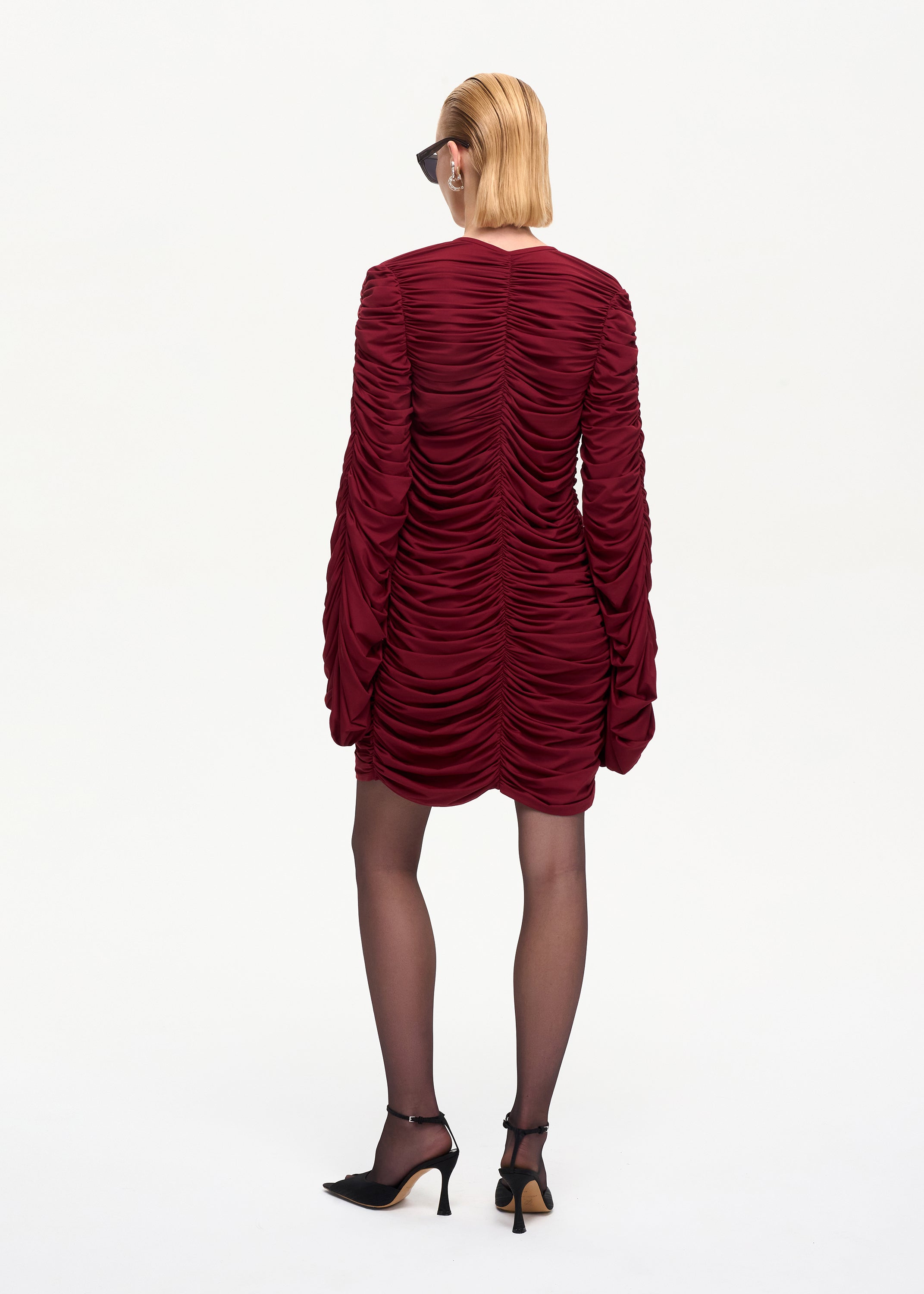 Curtain Mini Dress Bordo